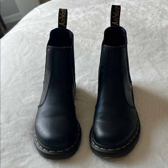 Dr. Martens airwaveBlack Ankle Boots with Yellow Stitching - Picture 1 of 9